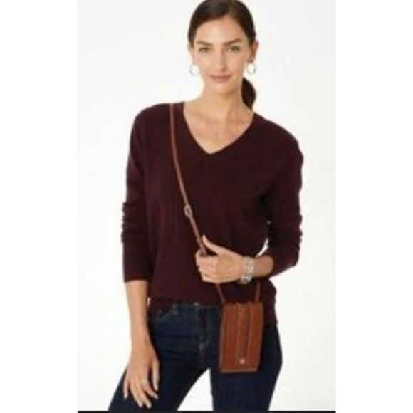 NWT Gap V-Neck Maroon Knit Sweater Size M - Picture 1 of 5